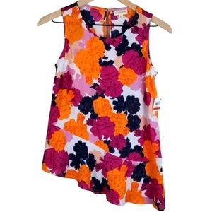 Maison Jules Singapore Floral Sleeveless Blouse X-Small New with Tags